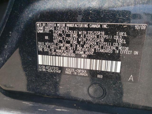Photo 10 from auction – 2010 TOYOTA RAV4 SPORT with VIN 2T3RF4DV3AW028360