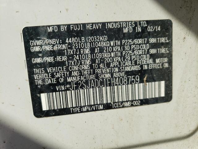 Photo 10 from auction – 2015 SUBARU FORESTER 2 with VIN JF2SJADC1FH408759