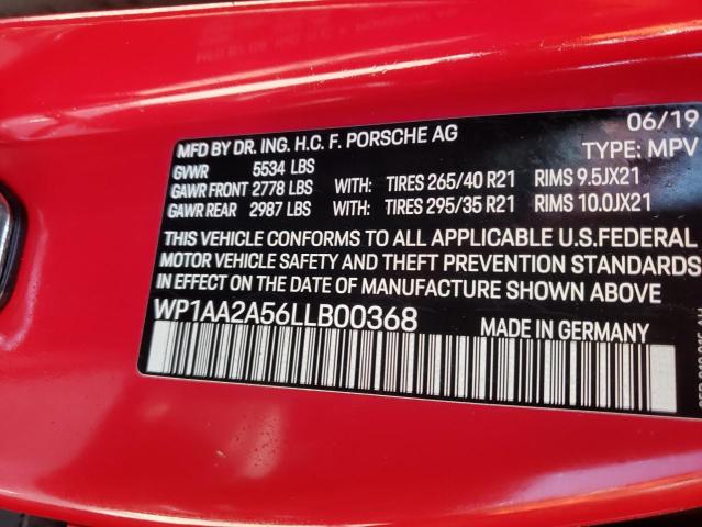 Photo 10 from auction – 2020 PORSCHE MACAN with VIN WP1AA2A56LLB00368