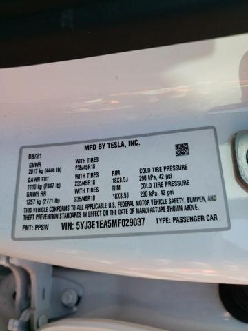 Photo 10 from auction – 2021 TESLA MODEL 3 with VIN 5YJ3E1EA5MF029037