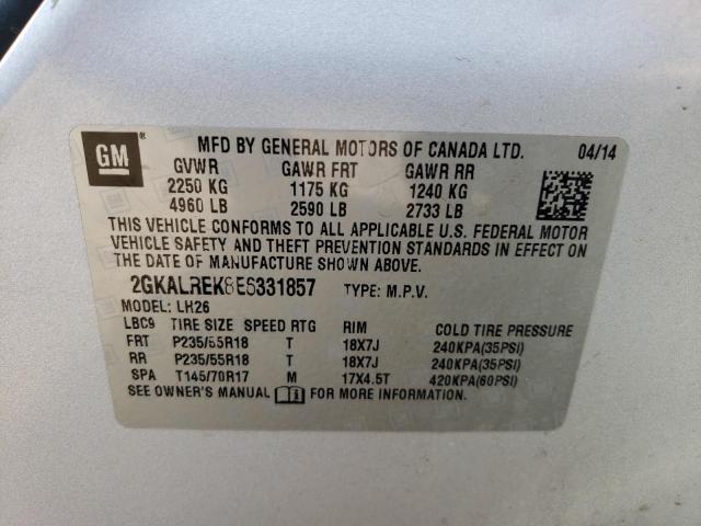 Photo 10 from auction – 2014 GMC TERRAIN SL with VIN 2GKALREK8E6331857