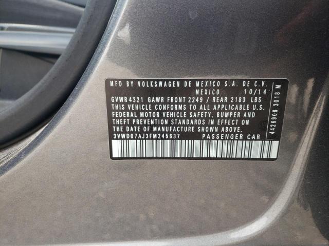 Photo 10 from auction – 2015 VOLKSWAGEN JETTA with VIN 3VWD07AJ3FM245637