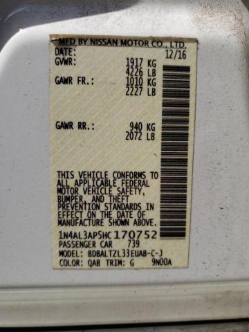 Photo 10 from auction – 2017 NISSAN ALTIMA 2.5 with VIN 1N4AL3AP5HC170752