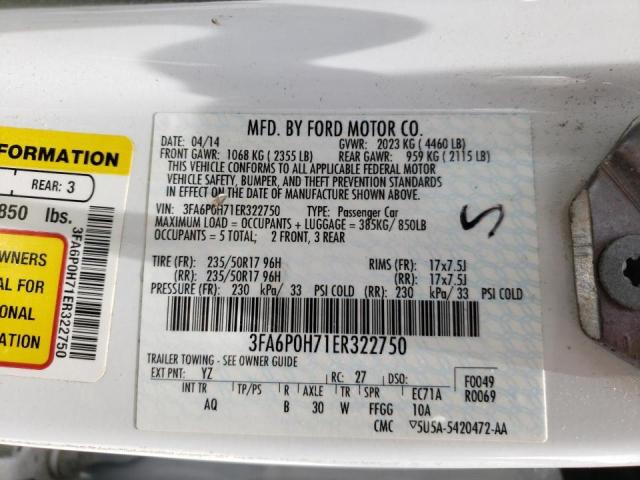 Photo 10 from auction – 2014 FORD FUSION with VIN 3FA6P0H71ER322750