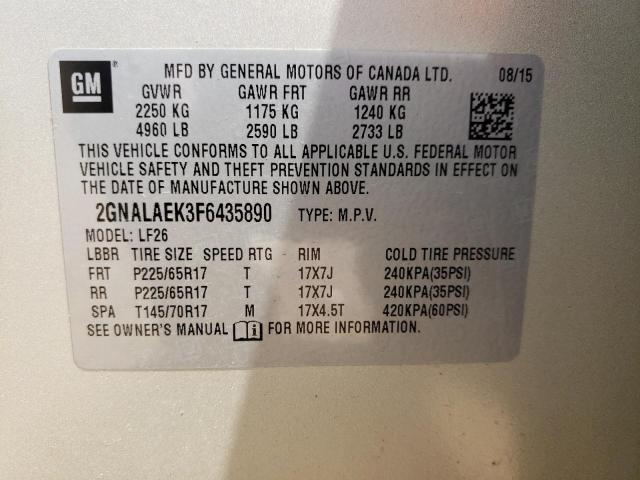 Photo 10 from auction – 2015 CHEVROLET EQUINOX LS with VIN 2GNALAEK3F6435890
