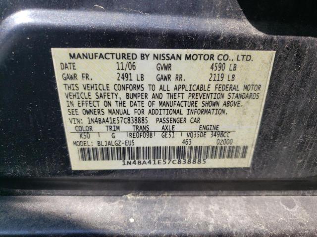 Photo 10 from auction – 2007 NISSAN MAXIMA SE with VIN 1N4BA41E57C838885
