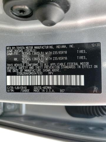 Photo 10 from auction – 2021 TOYOTA HIGHLANDER with VIN 5TDGZRAH3MS047930