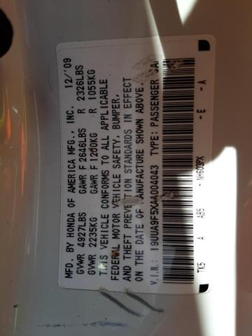 Photo 10 from auction – 2010 ACURA TL with VIN 19UUA9F5XAA004043