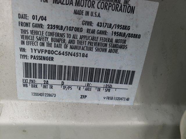 Photo 10 from auction – 2004 MAZDA 6 I with VIN 1YVFP80C645N45184