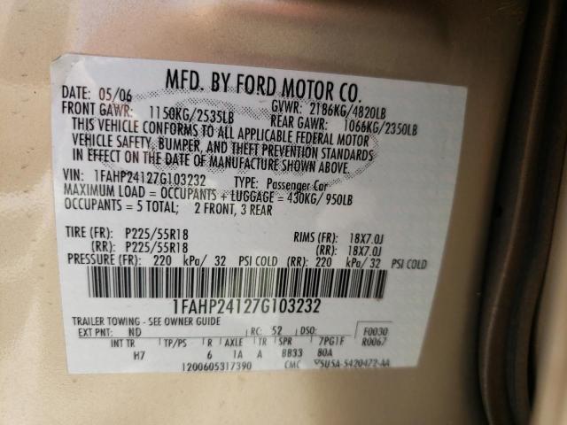 Photo 10 from auction – 2007 FORD FIVE HUNDR with VIN 1FAHP24127G103232