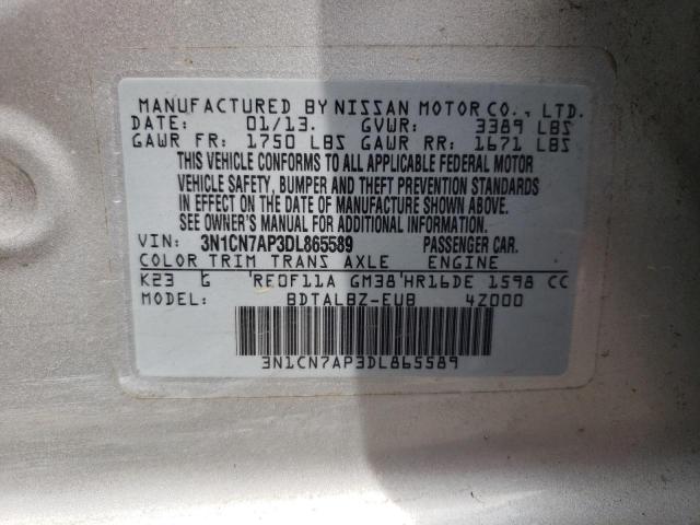 Photo 10 from auction – 2013 NISSAN VERSA S with VIN 3N1CN7AP3DL865589