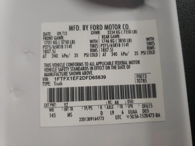 Photo 10 from auction – 2013 FORD F150 SUPER with VIN 1FTFX1EF2DFD65839