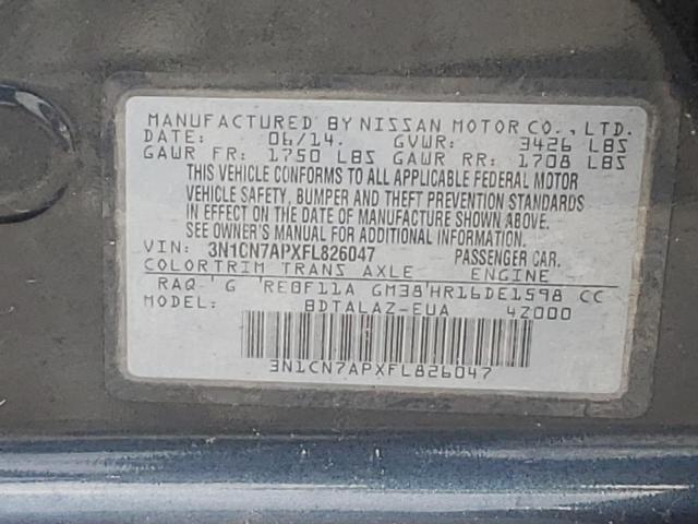 Photo 10 from auction – 2015 NISSAN VERSA S with VIN 3N1CN7APXFL826047