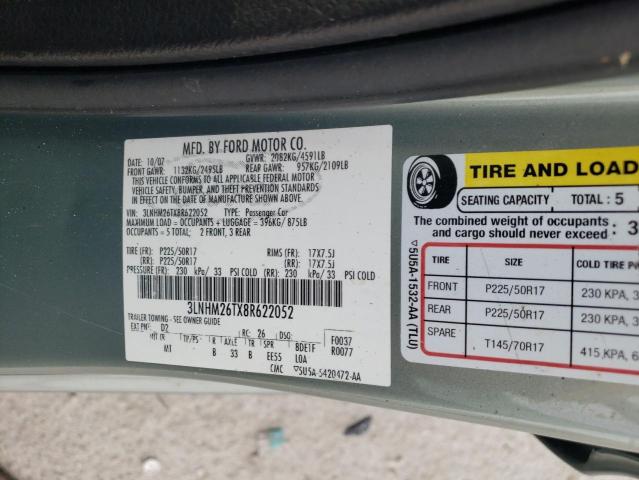 Photo 10 from auction – 2008 LINCOLN MKZ with VIN 3LNHM26TX8R622052