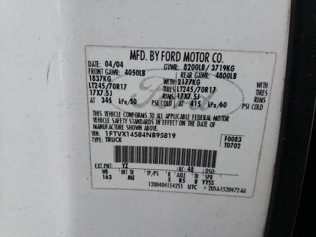 Photo 10 from auction – 2004 FORD F150 with VIN 1FTVX14584NB95819