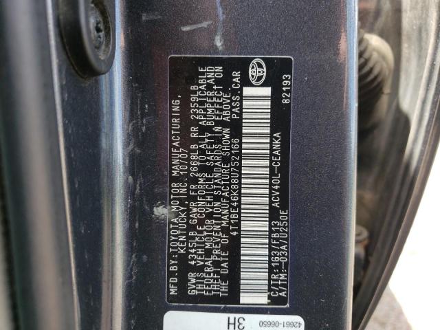 Photo 10 from auction – 2008 TOYOTA CAMRY CE with VIN 4T1BE46K88U752166