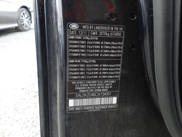 Photo 10 from auction – 2012 LAND ROVER RANGE ROVE with VIN SALSK2D46CA734001