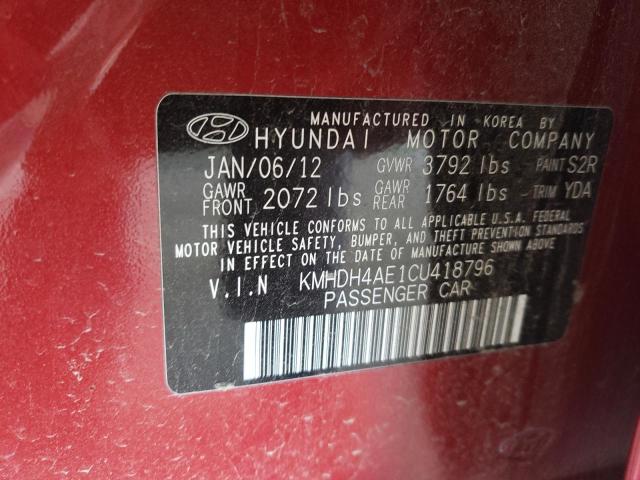 Photo 10 from auction – 2012 HYUNDAI ELANTRA GL with VIN KMHDH4AE1CU418796