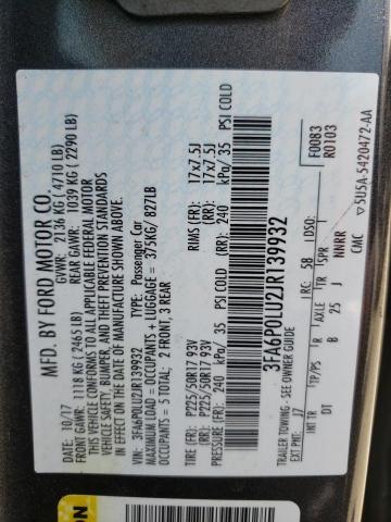 Photo 10 from auction – 2018 FORD FUSION SE with VIN 3FA6P0LU2JR139932