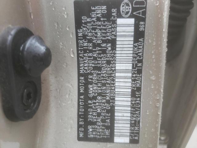 Photo 10 from auction – 2010 TOYOTA COROLLA BA with VIN 2T1BU4EE2AC465525