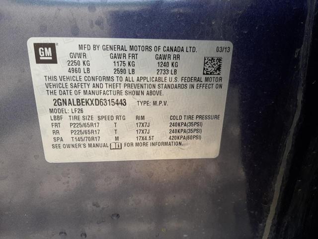 Photo 10 from auction – 2013 CHEVROLET EQUINOX LS with VIN 2GNALBEKXD6315443