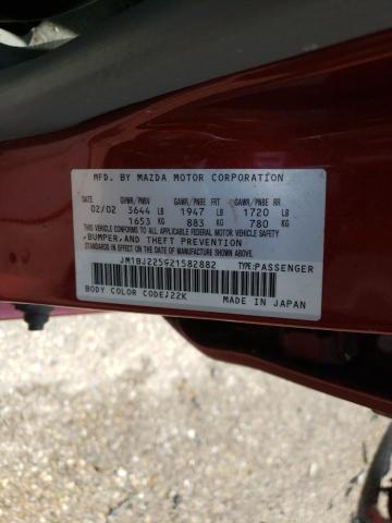 Photo 10 from auction – 2002 MAZDA PROTEGE DX with VIN JM1BJ225921582882