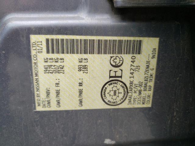 Photo 10 from auction – 2011 NISSAN ALTIMA BAS with VIN 1N4AL2APXBC142740