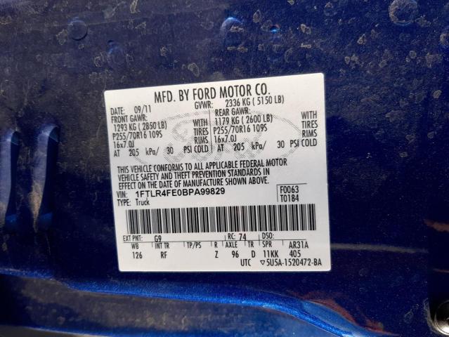 Photo 10 from auction – 2011 FORD RANGER SUP with VIN 1FTLR4FE0BPA99829