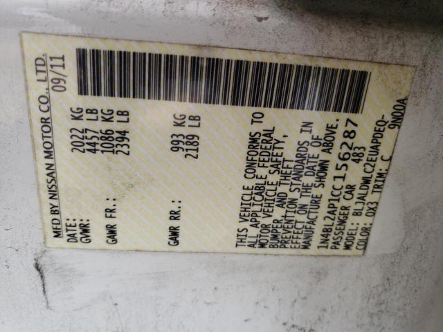 Photo 10 from auction – 2012 NISSAN ALTIMA SR with VIN 1N4BL2AP1CC156287