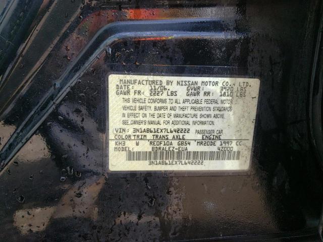 Photo 10 from auction – 2007 NISSAN SENTRA with VIN 3N1AB61EX7L642222
