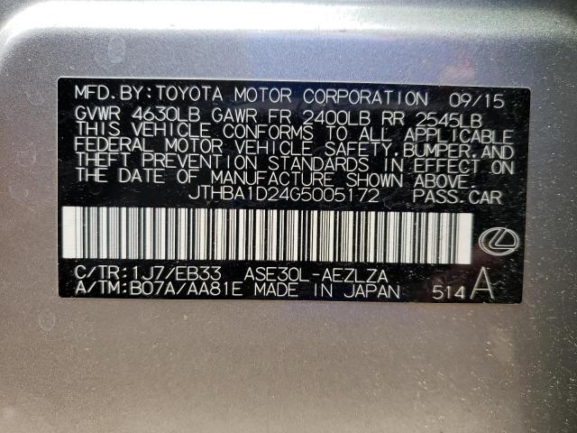 Photo 10 from auction – 2016 LEXUS IS 200T with VIN JTHBA1D24G5005172