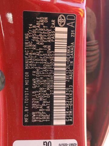 Photo 10 from auction – 2015 TOYOTA COROLLA L with VIN 2T1BURHE2FC303653