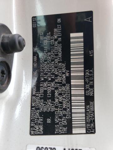 Photo 10 from auction – 2012 TOYOTA SIENNA XLE with VIN 5TDYK3DC7CS232860