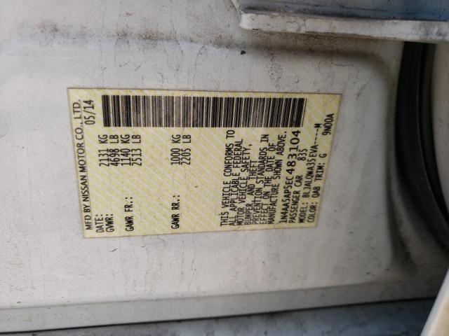 Photo 10 from auction – 2014 NISSAN MAXIMA S with VIN 1N4AA5AP5EC483104