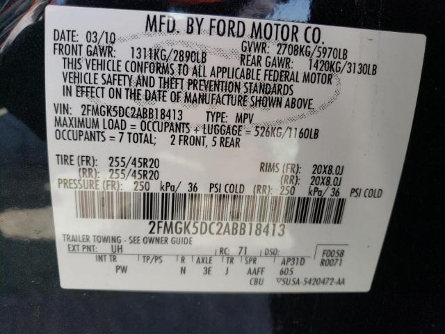 Photo 10 from auction – 2010 FORD FLEX LIMIT with VIN 2FMGK5DC2ABB18413