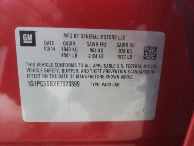 Photo 10 from auction – 2014 CHEVROLET CRUZE LT with VIN 1G1PC5SBXE7320399