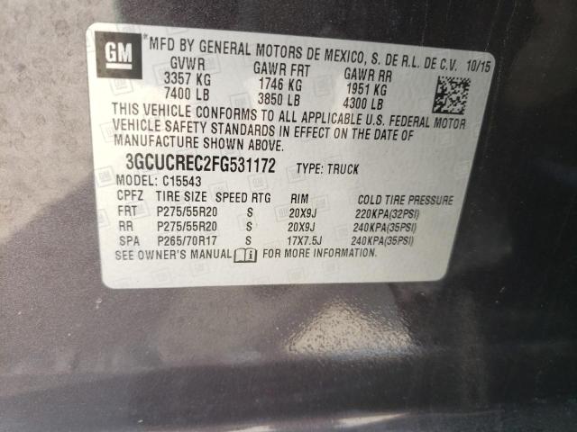 Photo 10 from auction – 2015 CHEVROLET SILVERADO with VIN 3GCUCREC2FG531172