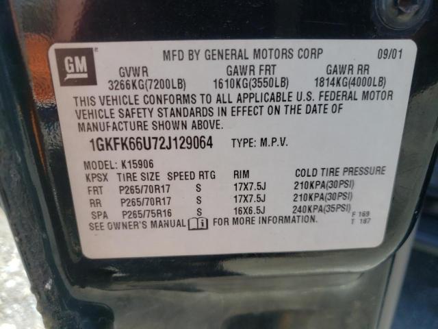 Photo 10 from auction – 2002 GMC DENALI XL with VIN 1GKFK66U72J129064