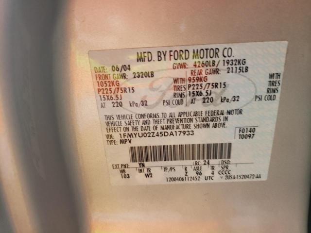 Photo 10 from auction – 2005 FORD ESCAPE XLS with VIN 1FMYU02Z45DA17933