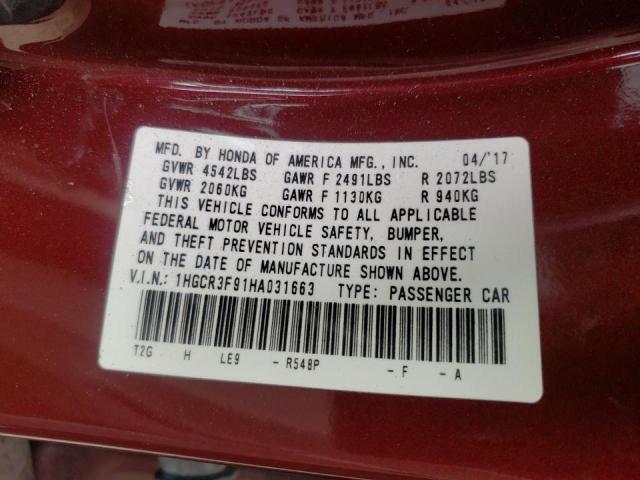 Foto 10 de la subasta – 2017 HONDA ACCORD TOU con VIN 1HGCR3F91HA031663