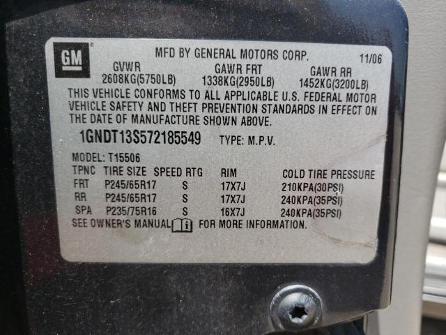 Photo 10 from auction – 2007 CHEVROLET TRAILBLAZE with VIN 1GNDT13S572185549