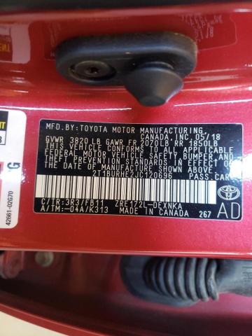 Photo 10 from auction – 2018 TOYOTA COROLLA L with VIN 2T1BURHE2JC120696