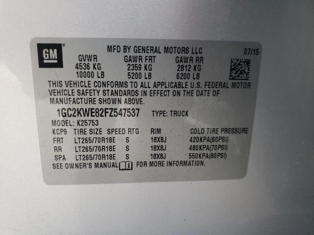 Photo 10 from auction – 2015 CHEVROLET SILVERADO with VIN 1GC2KWE82FZ547537