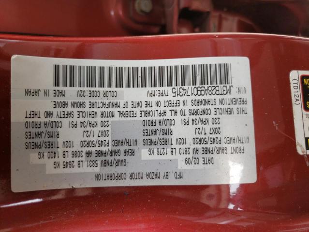 Photo 10 from auction – 2009 MAZDA CX-9 with VIN JM3TB28A990174315