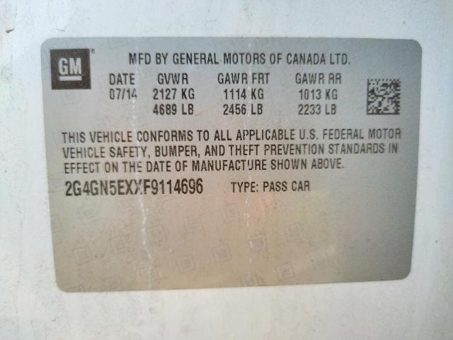 Photo 10 from auction – 2015 BUICK REGAL PREM with VIN 2G4GN5EXXF9114696