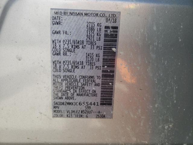 Photo 10 from auction – 2018 NISSAN PATHFINDER with VIN 5N1DR2MMXJC655441