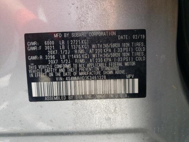 Photo 10 from auction – 2019 SUBARU ASCENT PRE with VIN 4S4WMAHD1K3461328