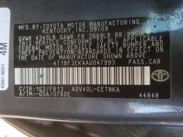 Photo 10 from auction – 2010 TOYOTA CAMRY BASE with VIN 4T1BF3EK4AU047993