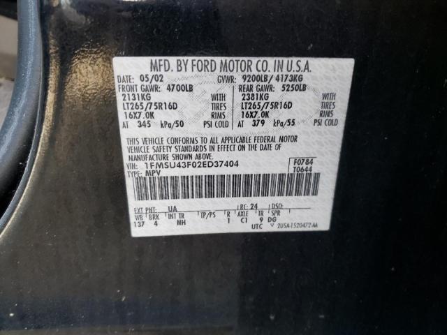 Photo 10 from auction – 2002 FORD EXCURSION with VIN 1FMSU43F02ED37404