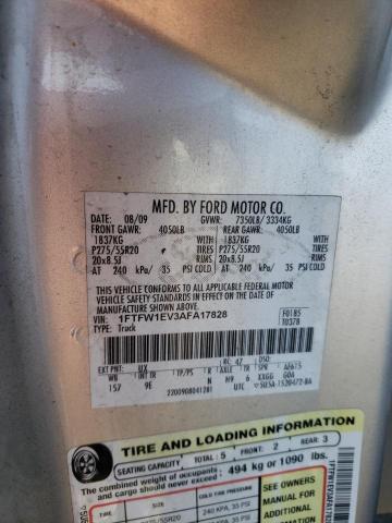 Photo 10 from auction – 2010 FORD F150 SUPER with VIN 1FTFW1EV3AFA17828